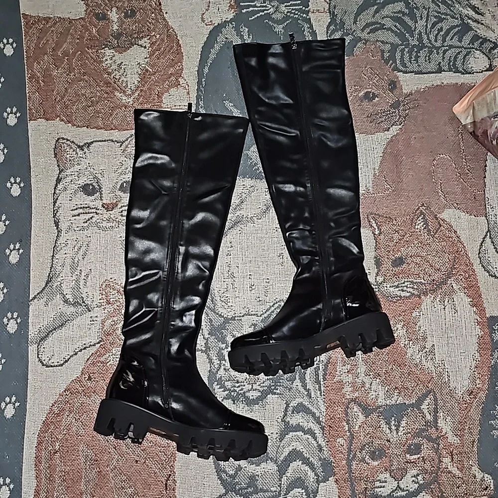 Azura Ioanna-B thigh high boots black faux leather euro size 42